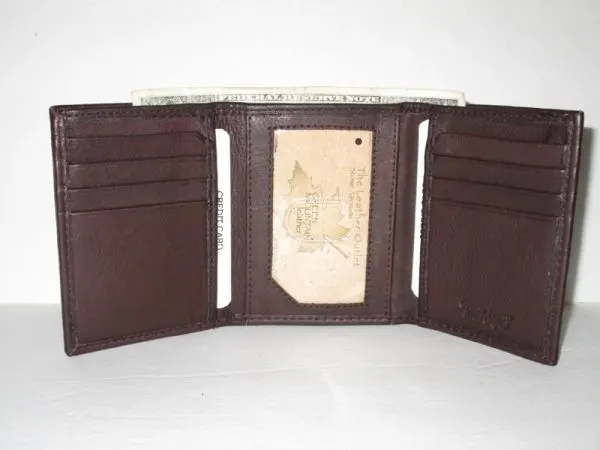 RFID - #51201 - Leather Tri-Fold Wallet - Brown